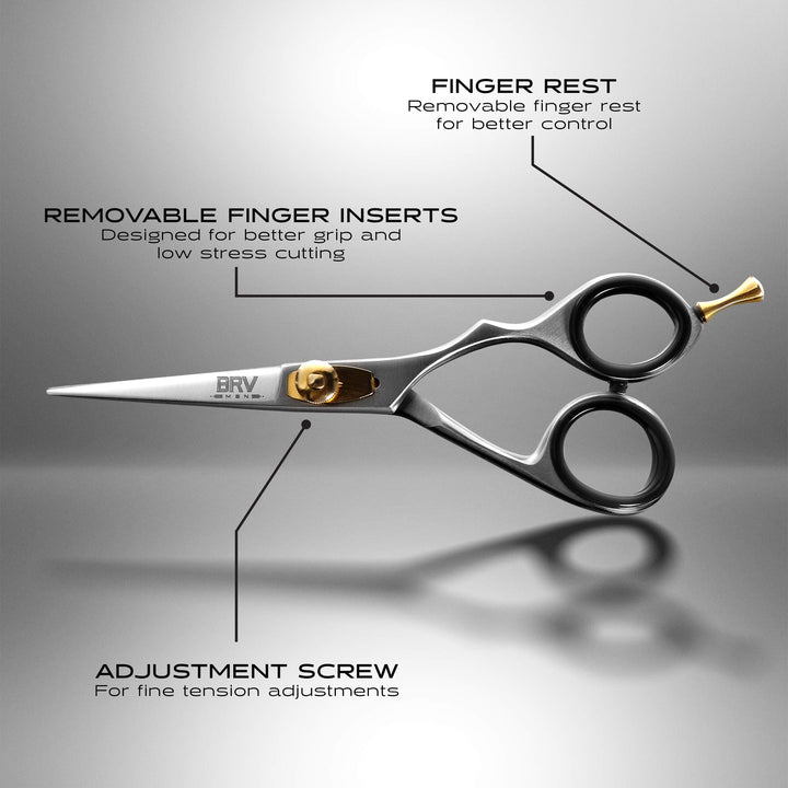 Professional Mustache & Beard Trimming Scissors - 5.5 | High Carbon Stainless Steel & Hammer Forged Mustache Scissors | Razor Sharp Facial Hair Trimming Shears (RIGHT HANDED - Silver)