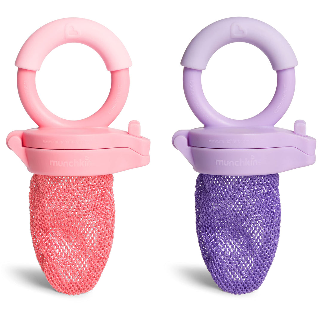 Baby Feeder for Fresh Food and Fruit, 2 Pack, Coral/Purple