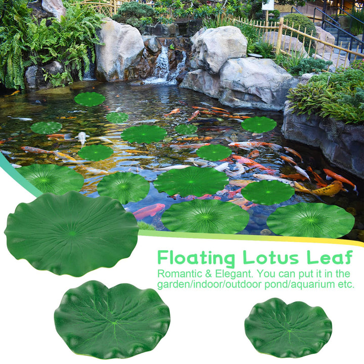 12Pcs Lily Pads for Ponds, Artificial Floating Foam Lotus Leaves, Lily Pads Foliage Pond Decor for Koi Fish Pool Patio Aquarium