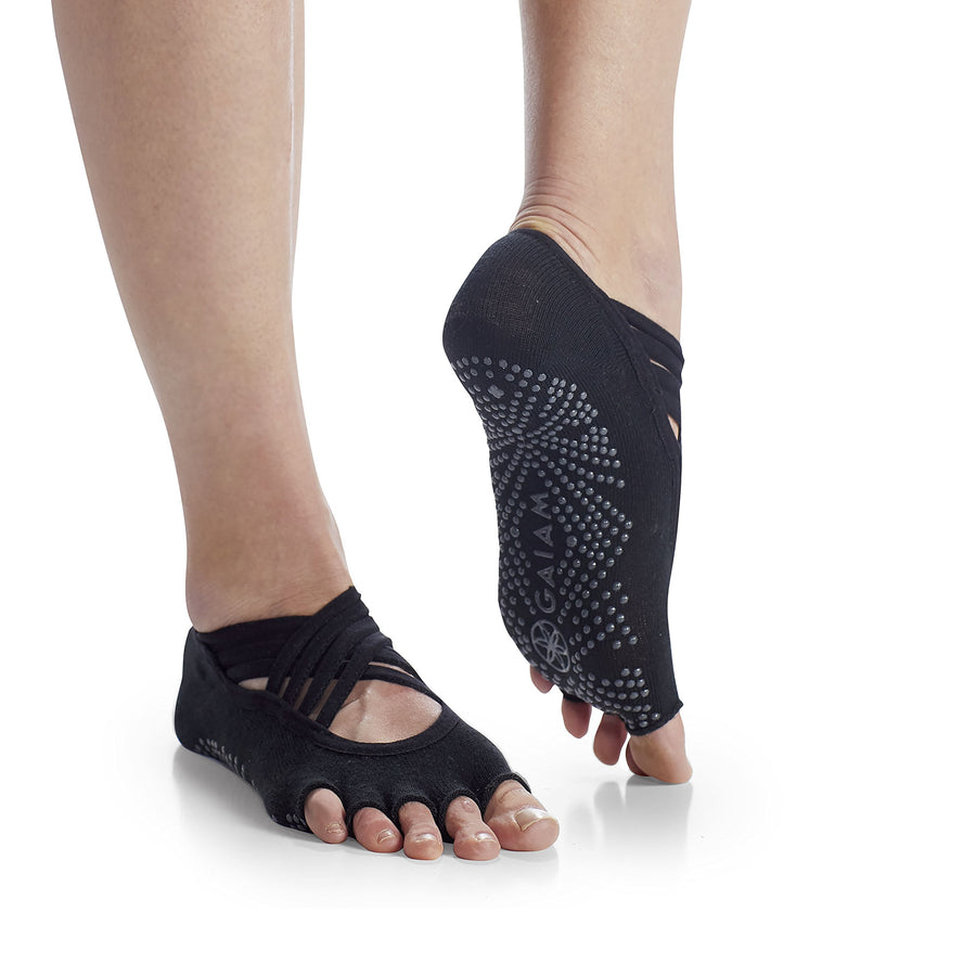 Grippy Studio Yoga Socks for Extra Grip in Standard or Hot Yoga, Barre, Pilates, Ballet or at Home for Added Balance and Stability, Black, Small-Medium