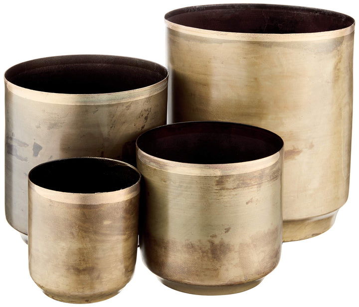 Kalalou NDE1090 Set of Aged Finish Metal Flower Pots, One Size, Brass