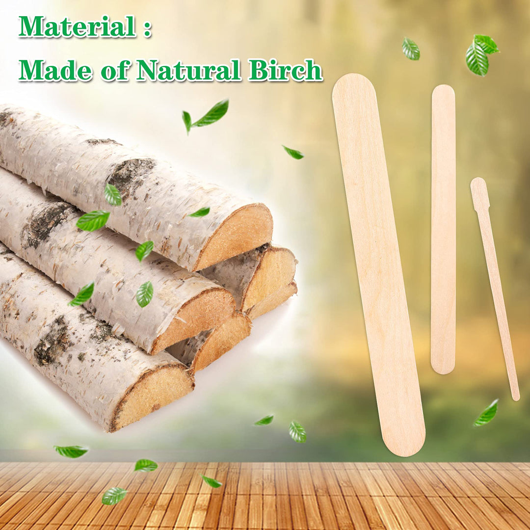 200 PCS Wooden Wax Sticks Waxing Applicator Spatulas Kit for Eyebrow Lip Face and Body Hair Removal(Combination Style)