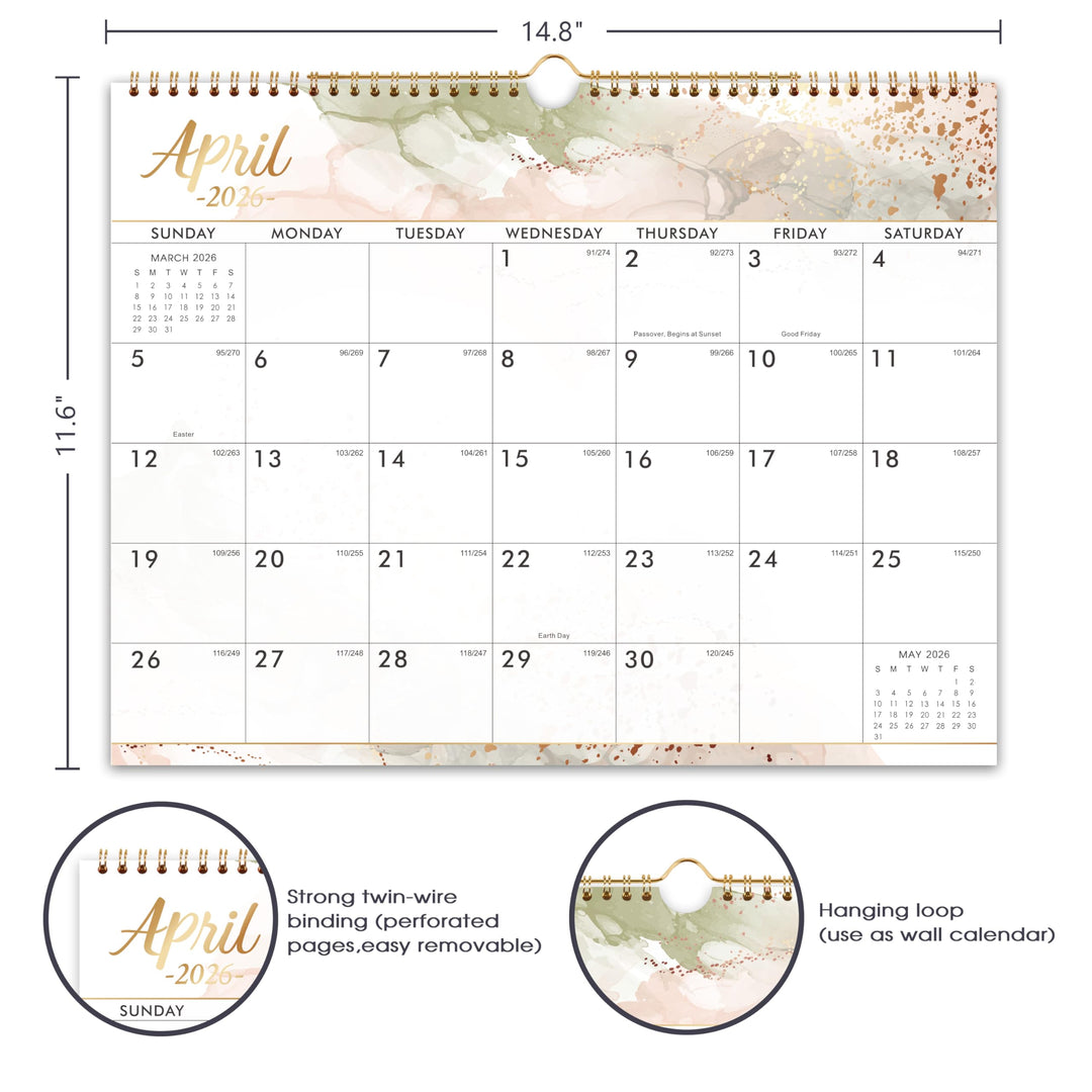 2025 Wall Calendar - Wall Calendar 2025, 18 Months 2025 Calendar, Jan. 2025 - Jun. 2026, 14.8 x 11.4 Inches, Calendar 2025-2026 with Julian Dates