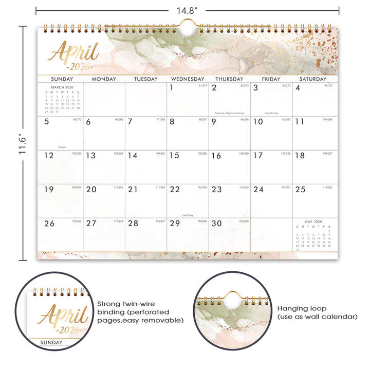 2025 Wall Calendar - Wall Calendar 2025, 18 Months 2025 Calendar, Jan. 2025 - Jun. 2026, 14.8 x 11.4 Inches, Calendar 2025-2026 with Julian Dates