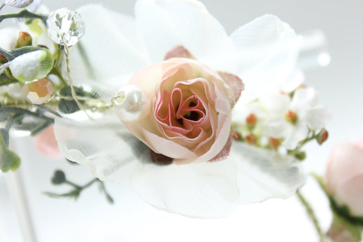 Boho Flower Headband Hair Wreath Floral Garland Crown Halo Headpiece with Ribbon Wedding Festival Party