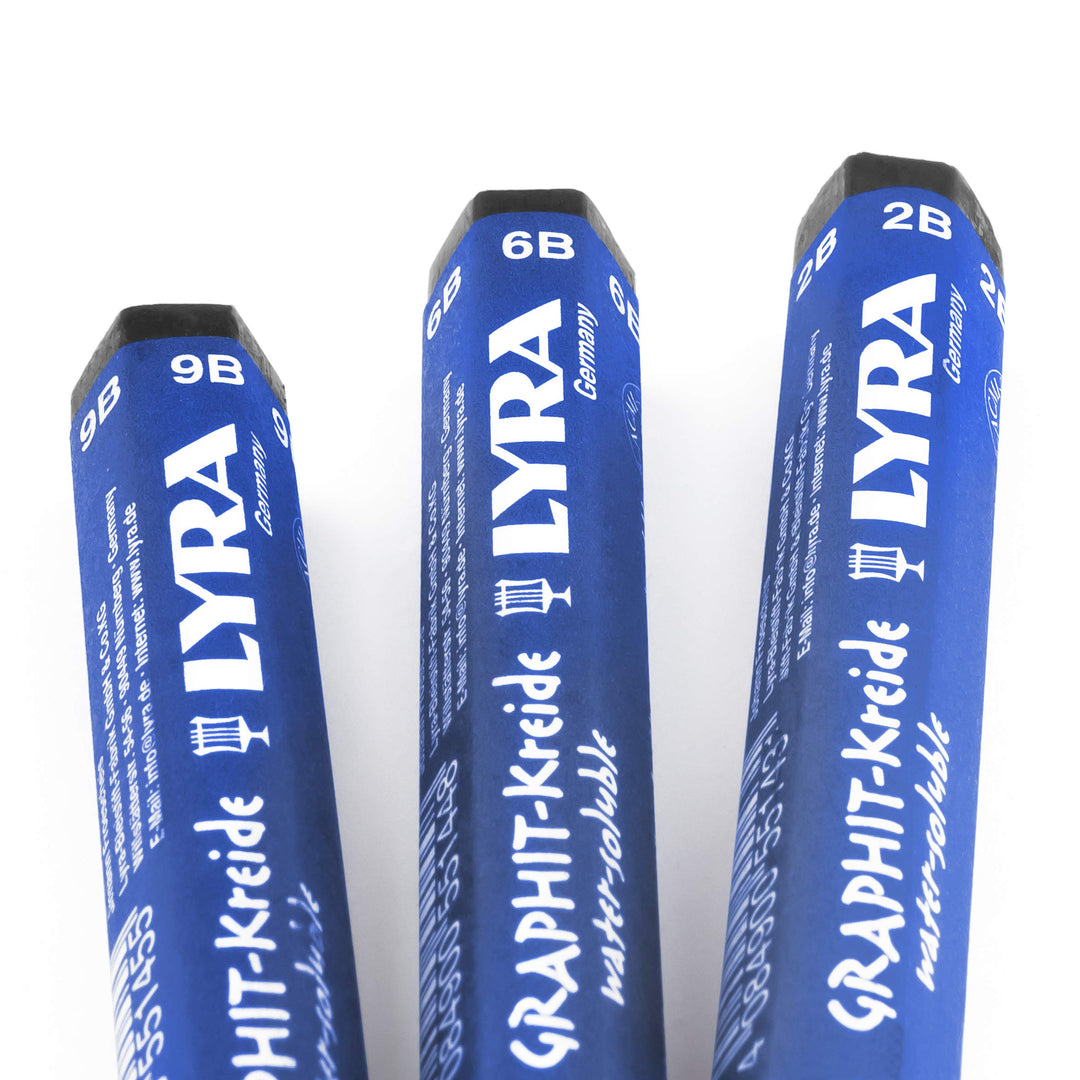Lyra Graphit Stick - Water Soluble Graphite Shading and Sketching Crayon - Pack of 3-2B / 6B / 9B