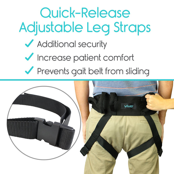 Transfer Belt with Leg Loops - Medical Nursing Safety Gait Assist Device - Bariatrics, Pediatric, Elderly, Occupational and Physical Therapy - Long Strap and Quick Release Metal Buckle - 52 Inch