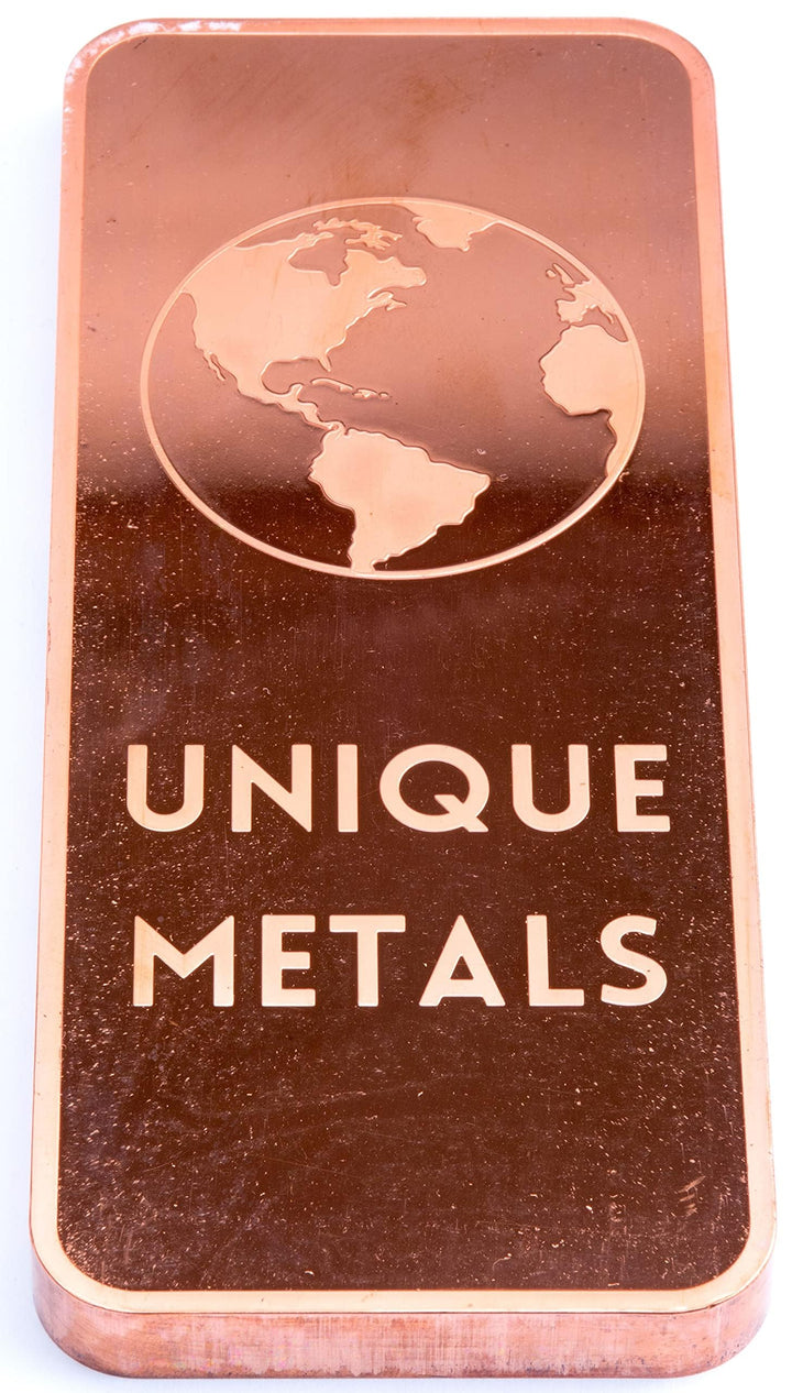 1 Kilo .999 Pure Copper Bar Bullion with Element Design -