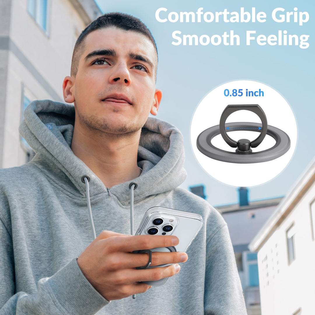 Magnetic Phone Ring Holder Compatible with MagSafe - Magnetic Phone Grip, Adjustable Finger Ring Grip and Stand, Remove for Wireless Charging Compatible, Black