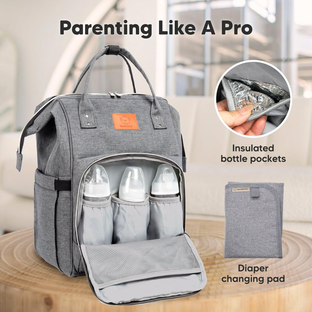 Baby Diaper Bag Backpack - Baby Bag for Boys, Girls, Waterproof Multi Function Baby Backpack, Large Diaper Bags for Baby Girl, Baby Boy, Travel Diaper Bag with Changing Pad (Classic Gray)
