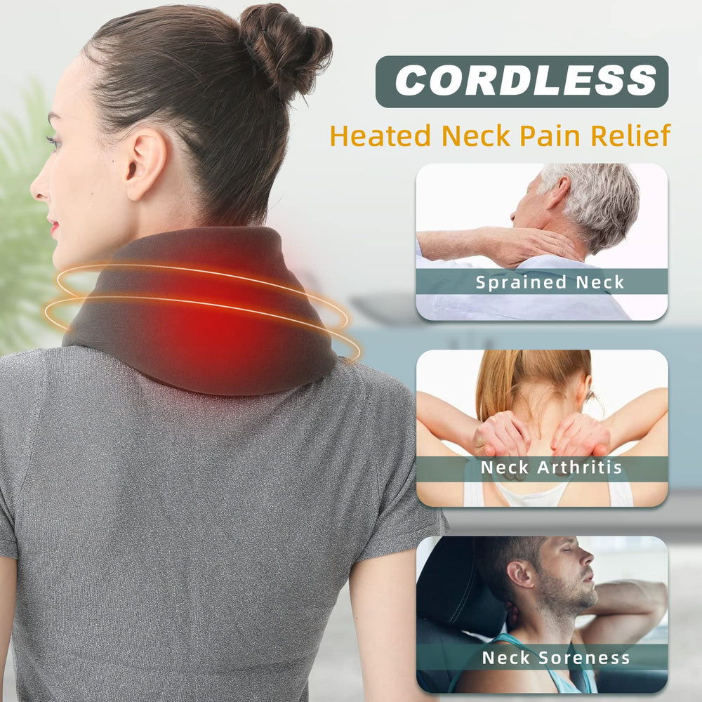 UNCN Electric Neck Heating Pad Filled with Flaxseeds for Neck Pain Relief with Washable Cover Auto Shut Off and 3 Heat Settings, Moist and Dry Heat Therapy for Cramps, Cordless