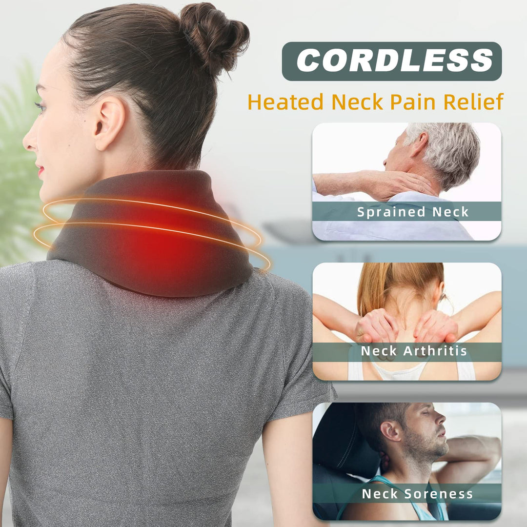 UNCN Electric Neck Heating Pad Filled with Flaxseeds for Neck Pain Relief with Washable Cover Auto Shut Off and 3 Heat Settings, Moist and Dry Heat Therapy for Cramps, Cordless