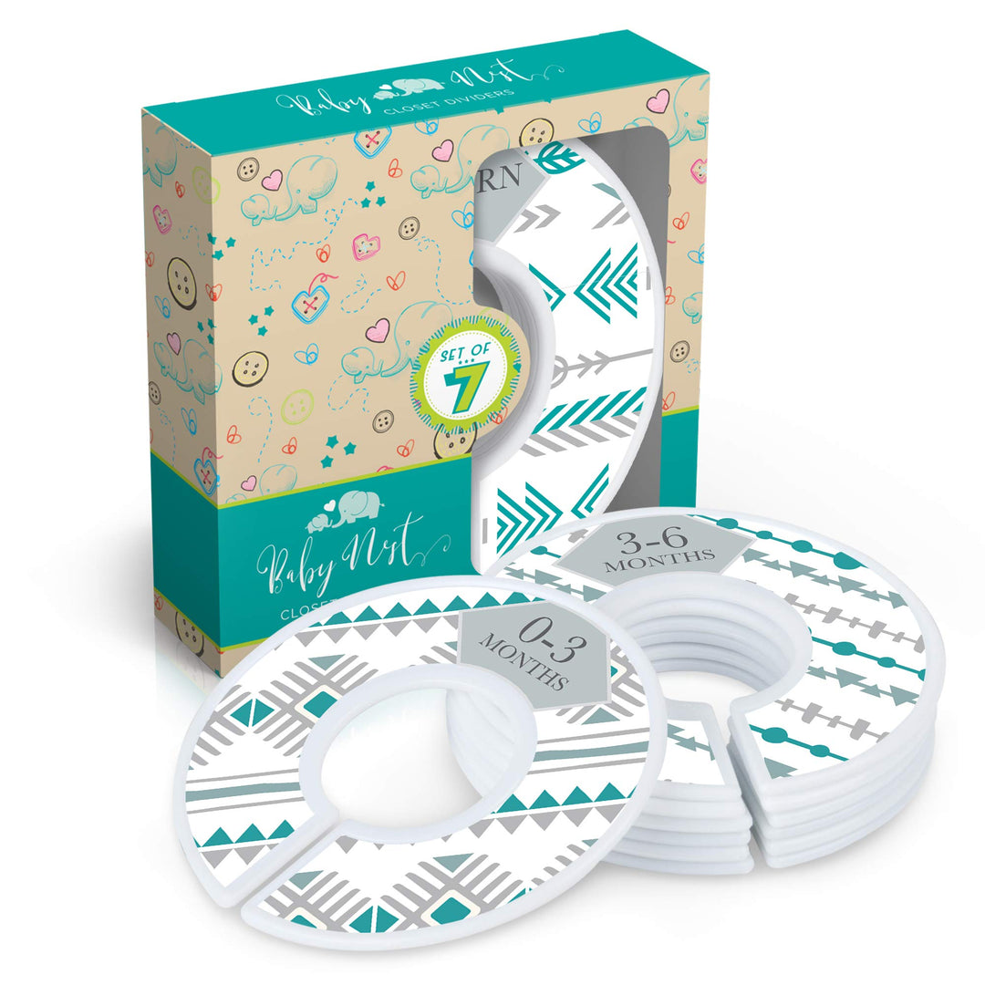 Closet Dividers for Baby Clothes - 7X Baby Clothing Size Age Dividers from Newborn Infant to 24 Months - Boho Baby Clothes Dividers and Nursery Closet Organizer