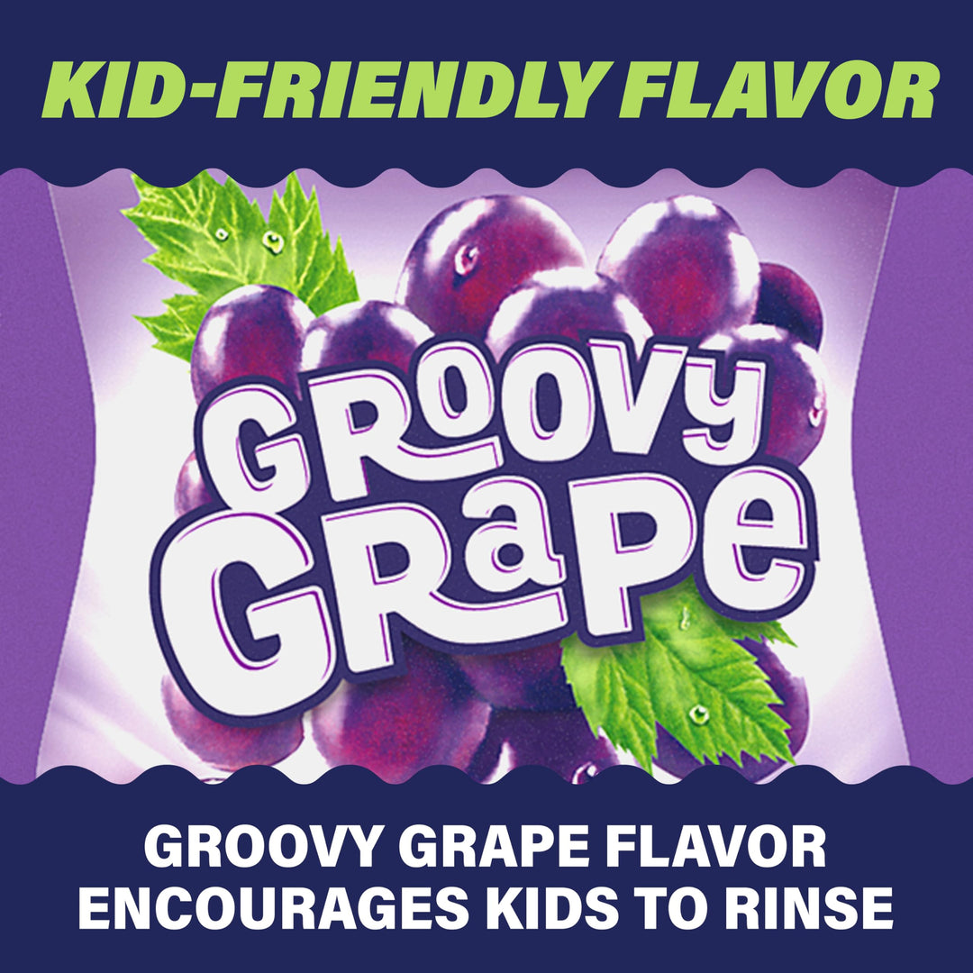 Kids Anti-Cavity Fluoride Rinse Groovy Grape with Fuoride & Exact Dosage Meter, 16.89 Ounce