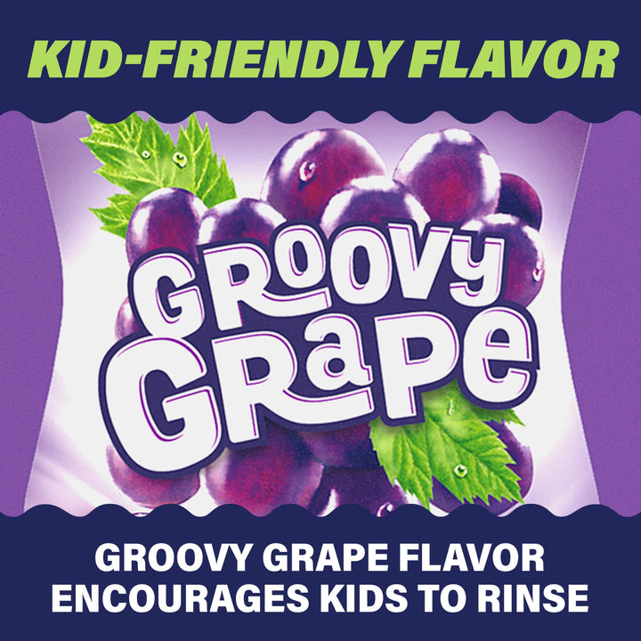 Kids Anti-Cavity Fluoride Rinse Groovy Grape with Fuoride & Exact Dosage Meter, 16.89 Ounce