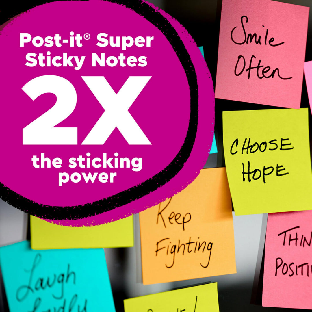 Super Sticky Notes, 3x3 in, 5 Pads, 2x the Sticking Power, White, Recyclable(654-5SSW)