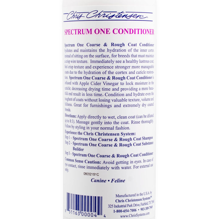Spectrum One Dog Conditioner, Coarse and Rough Coat, Groom Like a Professional, Repairs and Protects, Maintains Inner Cortex Hydration, Made in The USA, 16 oz