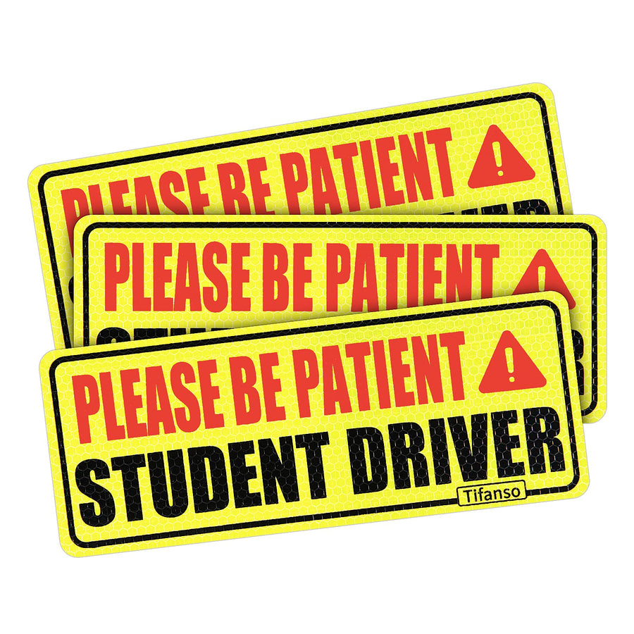 Student Driver Car Magnet, Reflective Student Driver Signs for car, New Driver Magnetic Sticker, Safety Sign Vehicle Bumper Magnet for New Driver (Set of 3)