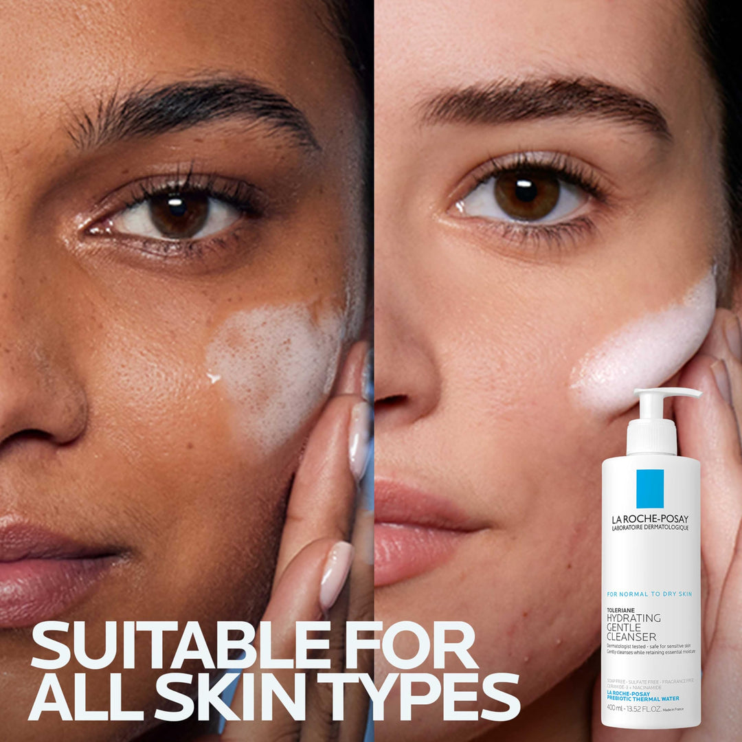 Toleriane Hydrating Gentle Face Cleanser, Daily Facial Cleanser with Niacinamide and Ceramides for Sensitive Skin, Moisturizing Face Wash for Normal to Dry Skin, Fragrance Free