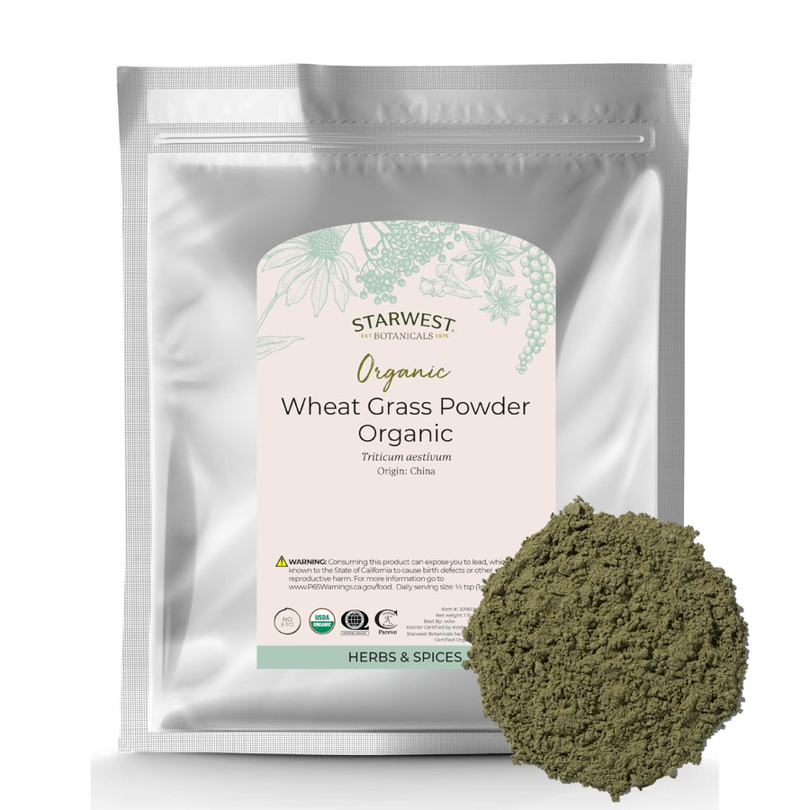 Organic Wheat Grass Powder - Natural Superfood for Tea, Juice, & Water, Pure Wheatgrass, Source of Nutrients, Certified Kosher, Non-GMO - Bulk 1 lb Bag