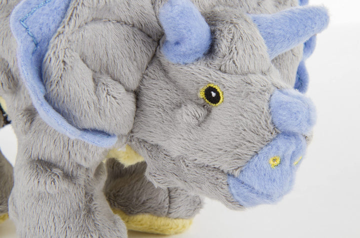 Dinos Frills Squeaky Plush Dog Toy, Chew Guard Technology - Gray, Small