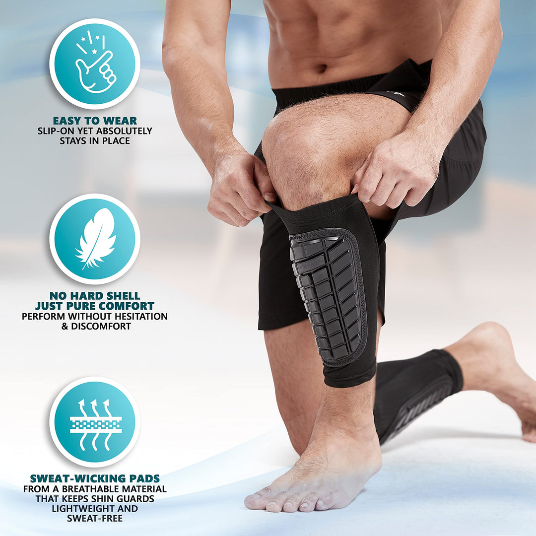 Soccer Shin Guards Sleeves for Men, Women and Youth (Large)