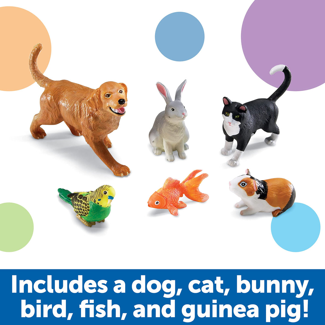Jumbo Domestic Pets, Cat, Dog, Rabbit, Guinea Pig, Fish and Bird, 6 Animals, Ages 2+ (LER0688),Multi-color,3-3/4 - 7-1/2 W in