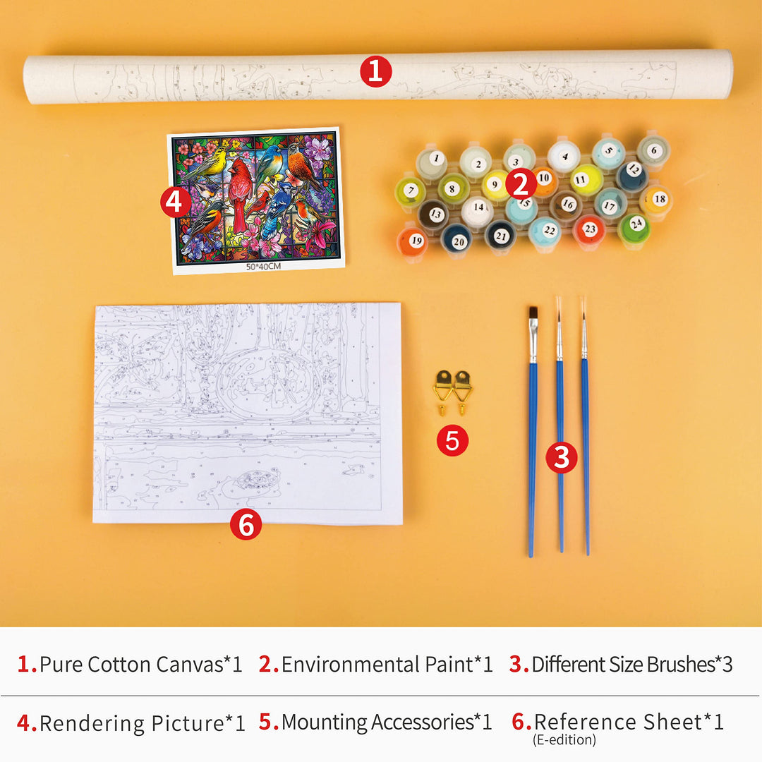 Paint by Number for Adult, Birds Painting by Number Kits On Canvas, DIY Color Flowers Oil Painting Acrylic Paints, Flameless Paint by Numbers for Adults and Kids Beginner 16X20 Inch