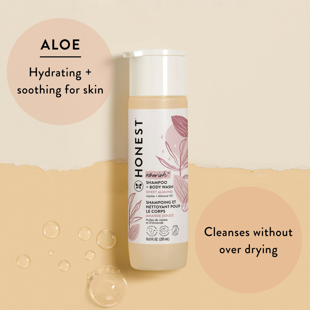2-in-1 Cleansing Shampoo + Body Wash and Face + Body Lotion Bundle | Gentle for Baby | Naturally Derived | Sweet Almond Nourish, 18.5 fl oz