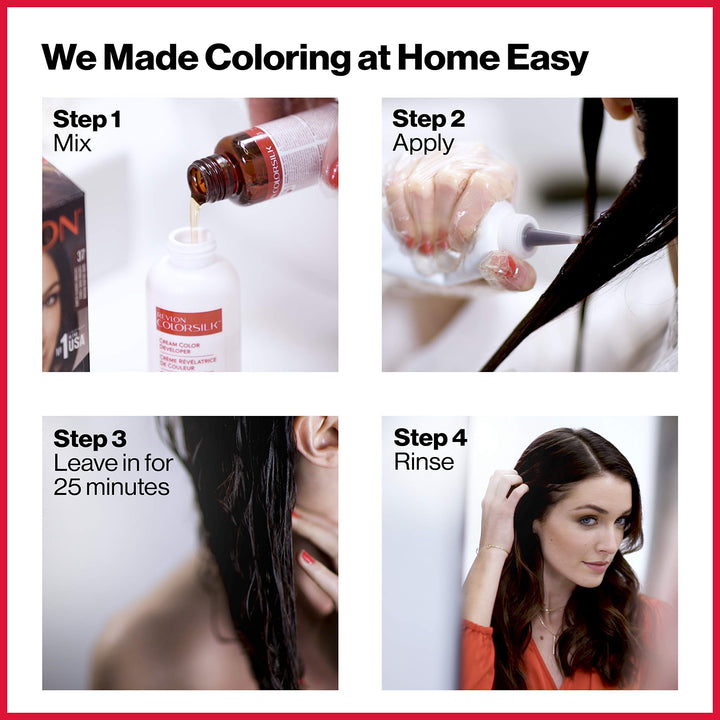 Revlon Colorsilk Beautiful Color, Permanent Hair Color with Keratin, 40ml + 40ml + 11.8ml - 12 Natural Blue Black (Pack of 1)