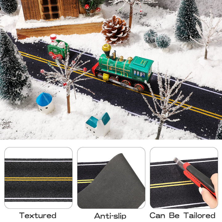 Christmas Village Accessories Christmas Village Brick Road Decorations Village Street Mat Miniature Cobblestone Brick Mat for Home Garden 4.7 x 47.2 Inch(Road Style,1 Piece)