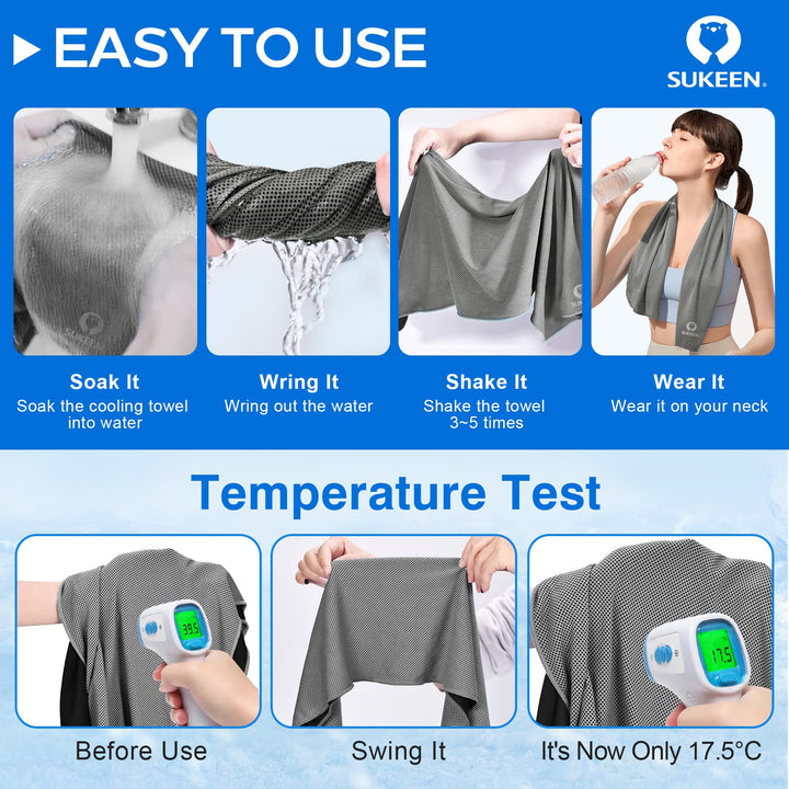 Cooling Towel Instant Evaporative Cooling,Snap Cooling Towel for Sports,Yoga,Golf,Gym,Neck,Workout and More(40”x 12”)