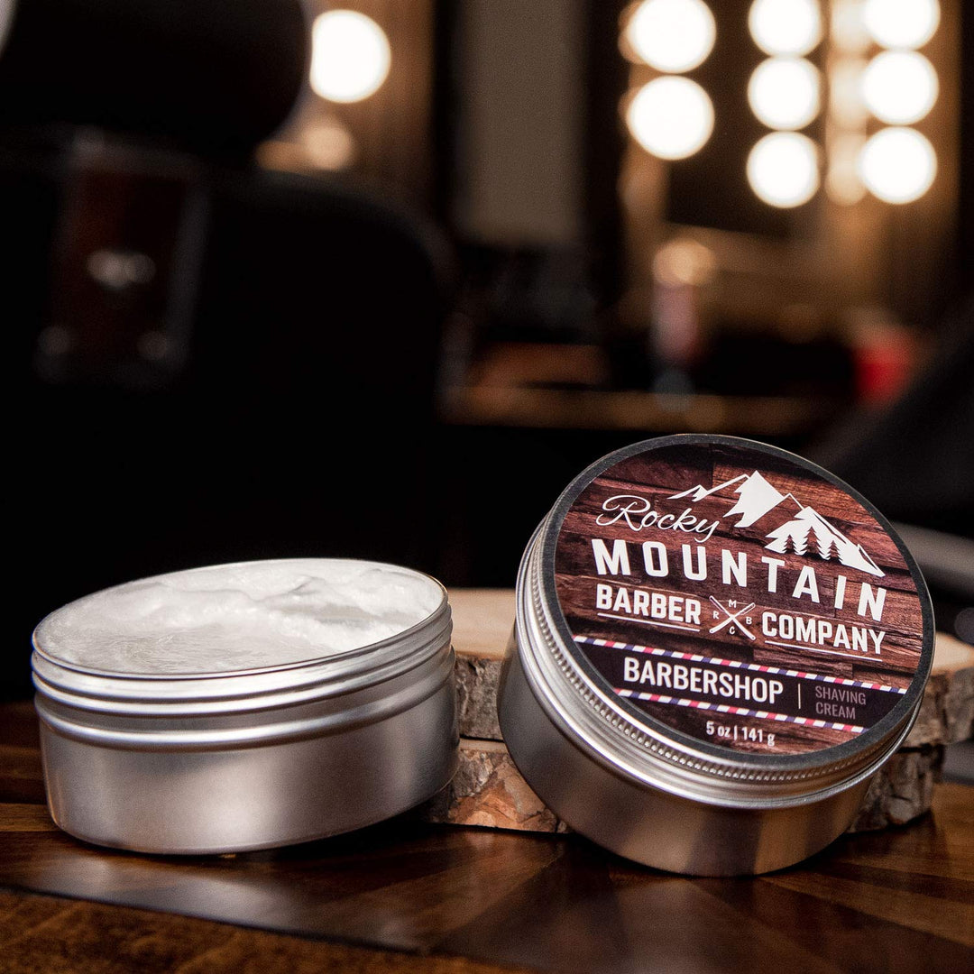 Shaving Cream for Men - Barbershop Scent - Thick Lather for Traditional and Cartridge Shaving - 5oz Tin