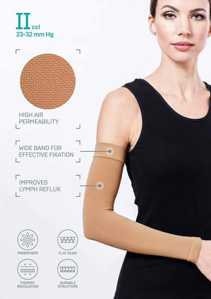 23-32 mmHg POST MASTECTOMY Compression Sleeve, Medical Class 2 (II) Arm Anti Swelling Support, Lymphedema Edema (XL)