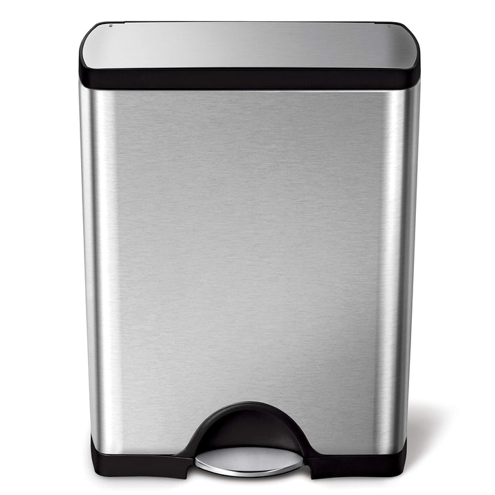 50 Liter / 13.0 Gallon Rectangular Kitchen Step Trash Can, Brushed Stainless Steel