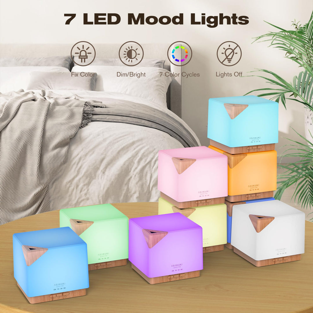 700 ml Premium Essential Oil Diffuser, 5 in 1 Ultrasonic Aromatherapy Fragrant Oil Vaporizer Humidifier, Timer and Auto-Off Safety Switch, 7 LED Light Colors