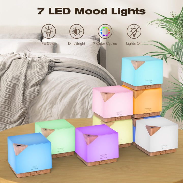 700 ml Premium Essential Oil Diffuser, 5 in 1 Ultrasonic Aromatherapy Fragrant Oil Vaporizer Humidifier, Timer and Auto-Off Safety Switch, 7 LED Light Colors