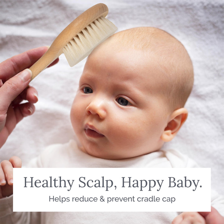Wooden Baby Hair Brush and Comb Set for Newborns and Toddlers - Ideal for Cradle Cap