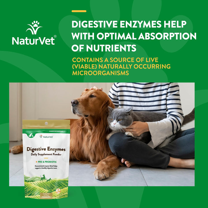 – Digestive Enzymes - Plus Probiotics & Prebiotics – Helps Support Diet Change & A Healthy Digestive Tract – for Dogs & Cats – 10 oz Powder