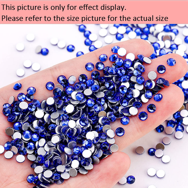 1440 Pieces SS10 Flatback Rhinestones, 2.8MM Flatback Nail Crystal Rhinestones for Craft Nails Dance Costumes, Non Hotfix Rhinestones (SS10 / 2.8MM, Blue/Sapphire)