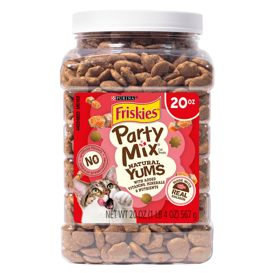 Purina Natural Cat Treats Party Mix Natural Yums With Real Salmon and Added Vitamins, Minerals and Nutrients - 20 Oz. Canister