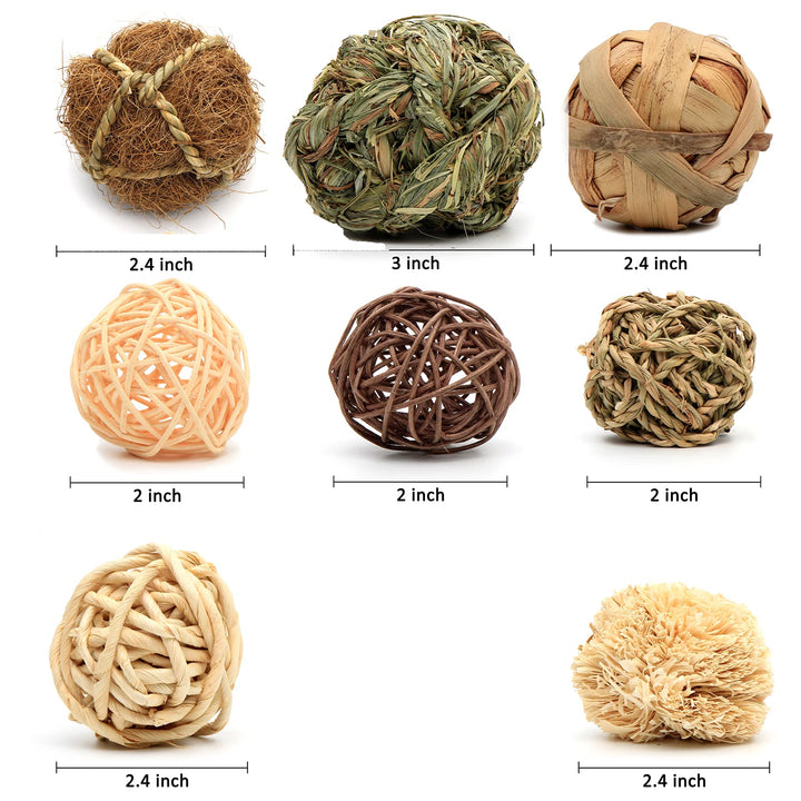 8 Pack Small Animal Activity Toys, Assorted Rabbit Balls, Chewable Teething Activity Toys for Bunny, Rabbit, Hamster, Guinea Pig