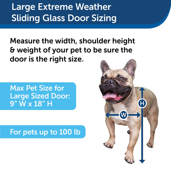 Extreme Weather Sliding Glass Pet Door - Easy to Install, Perfect for Rental Homes and Apartments - Adjustable Height 75 7/8 to 80 11/16 - Insert for Patio Sliding Glass Doors, Large Size