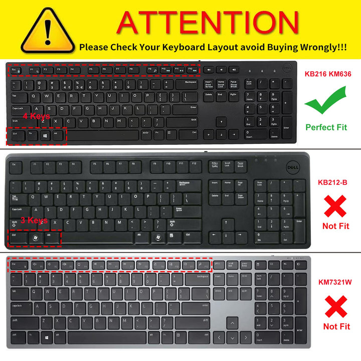 Keyboard Cover for Dell KB216 KB216b KB216t KB216d KB216p Wired & KM636 & Dell Optiplex 5250 3050 3240 5460 7450 7050 & Dell Inspiron AIO 3475/3670/3477 All-in one Desktop Keyboard Protector -Clear