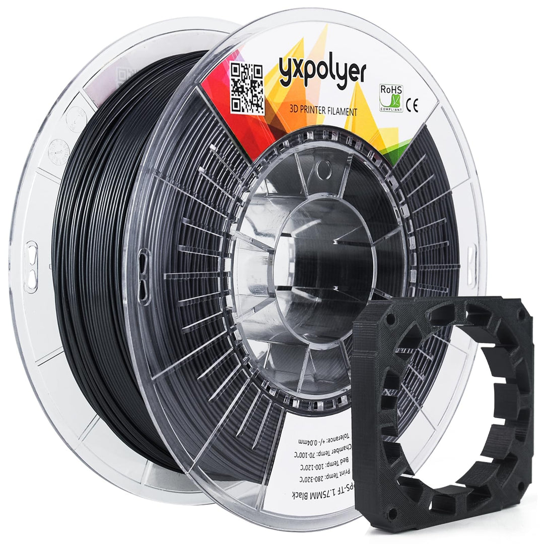 YXPOLYER Toughened and Modified PPS Filament Similar to PEEK,1.75mm UL94 V0 Flame Retardant Engineering Filament, 3D Printer Filament, High Temperature Resistance up to 180, 1kg Spool, Black
