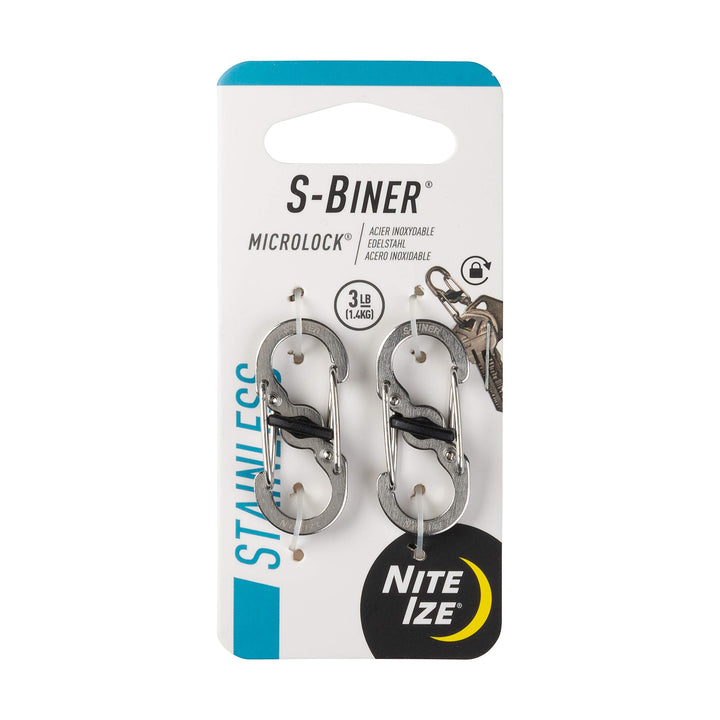 S-Biner MicroLock, Locking Key Holder, Stainless-Steel 2-Pack