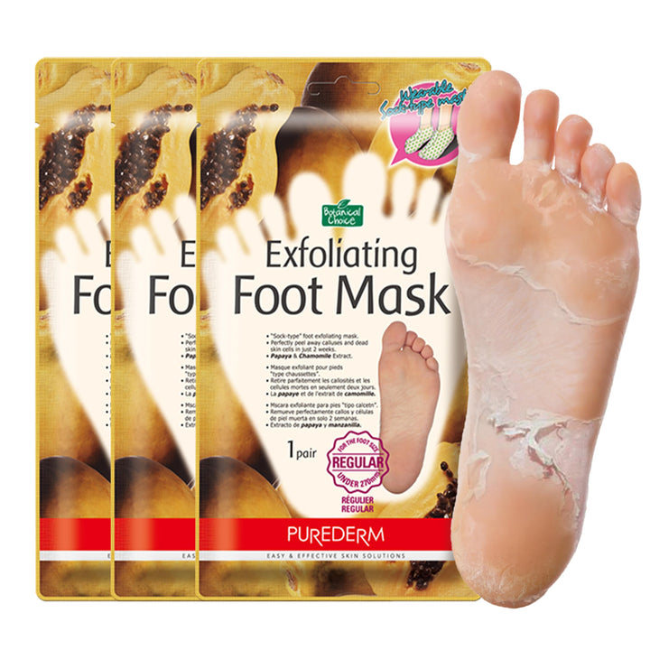Exfoliating Foot Mask (3 Pack) – Regular Size Exfoliating Foot Masks for Cracked Feet, Dry Skin, Callused Feet…
