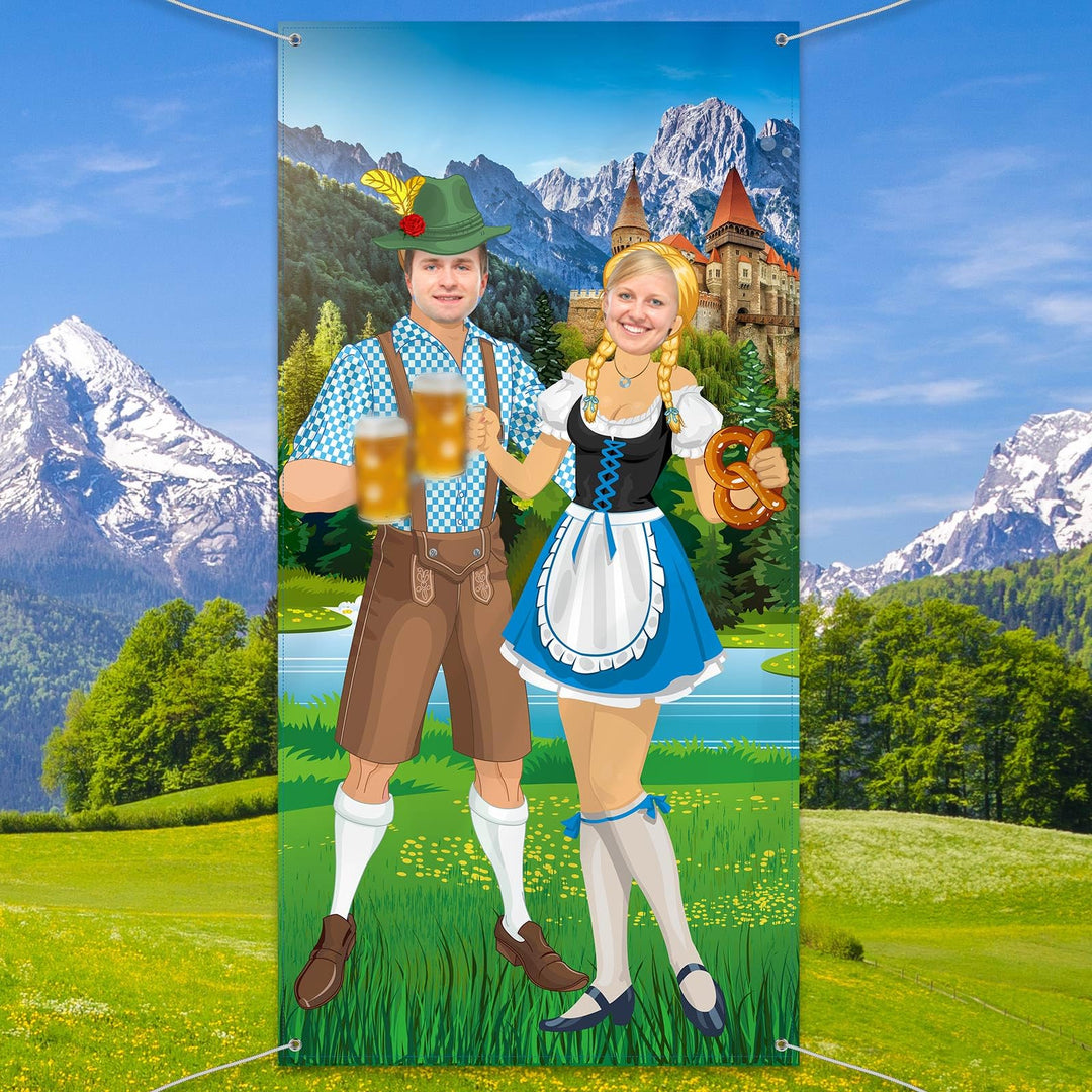 Beer Festival Decorations Banner Large Bavarian Backdrop Background Door Banner Photo Booth Beer Festival Party Supplies, 6 x 3 ft