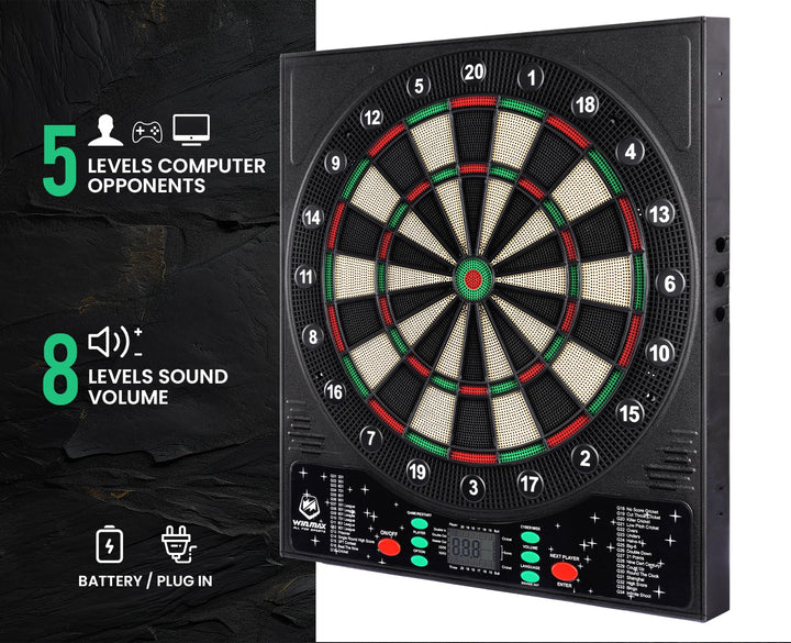 Electronic Dart Board, LED Display Automatic Scoring Dartboard Sets for Adults with 12 Darts 100 Soft Tips, Dart Board Electronic Scoreboard, Power Adapter, Outdoor
