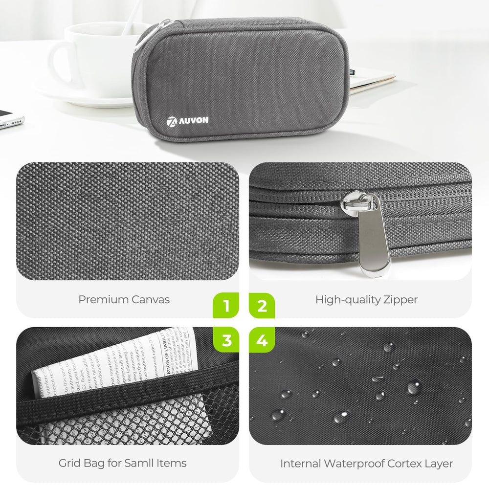 Canvas Bag Travel Pill Organizer 2 Times a Day, Large AM/PM Weekly Pill Box 7 Day Pill Case with Portable Gray Zipper Cloth Bag for Holding Supplements, Vitamins and Fish Oils